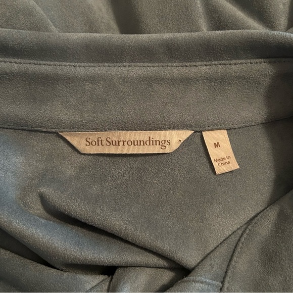 Soft Surroundings Softly Sueded Button Down Shirt Blue Womens Size M Oversized - Picture 4 of 7